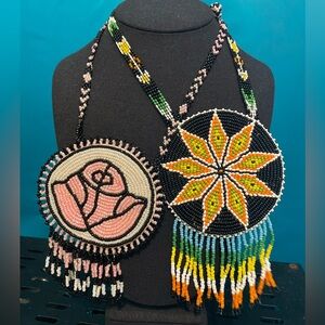 handmade beaded necklaces southwestern large colorful artisan native flower star